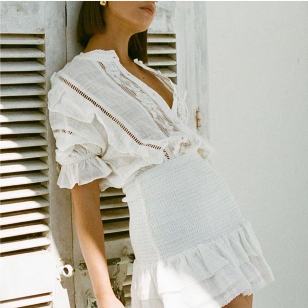 Sabo skirt Onnika mini white smocked dress